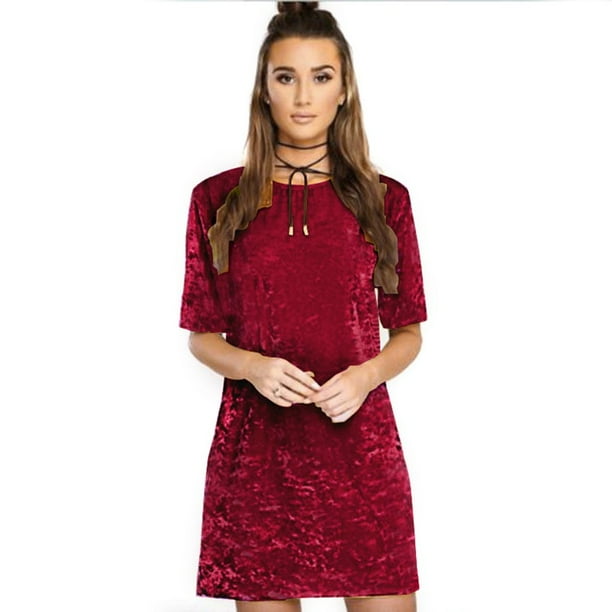 SportsX Women Round Collar Stretchy Solid Colored Cozy Silm Short-Sleeve Dresses SportsX Women Round Collar Stretchy Solid Colored Cozy Silm Short-Sleeve Dresses